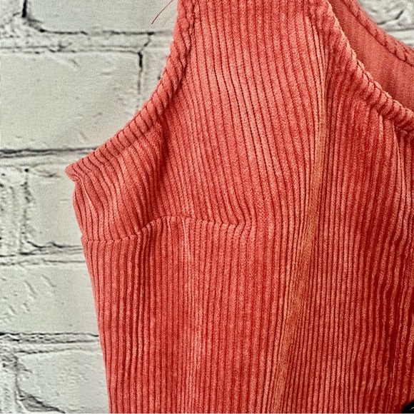 MODCLOTH AS YOU WISH WIDE LEG ORANGE SLEEVELESS CORDUROY JUMPSUIT SIZE (S) - Picture 8 of 11